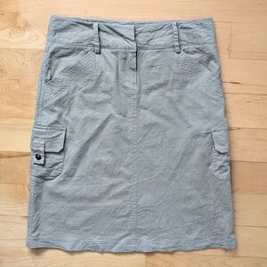 Nicole Benisti linen blend cargo skirt midi length pension skirt olive green sma